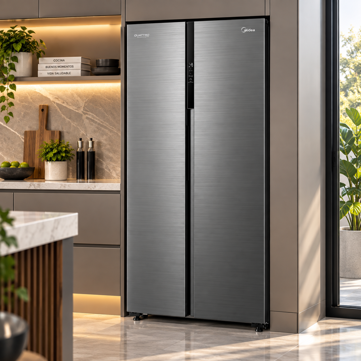 Refrigeradora Midea Side by Side Inverter Quattro 16 Pies MDRS619FGM46