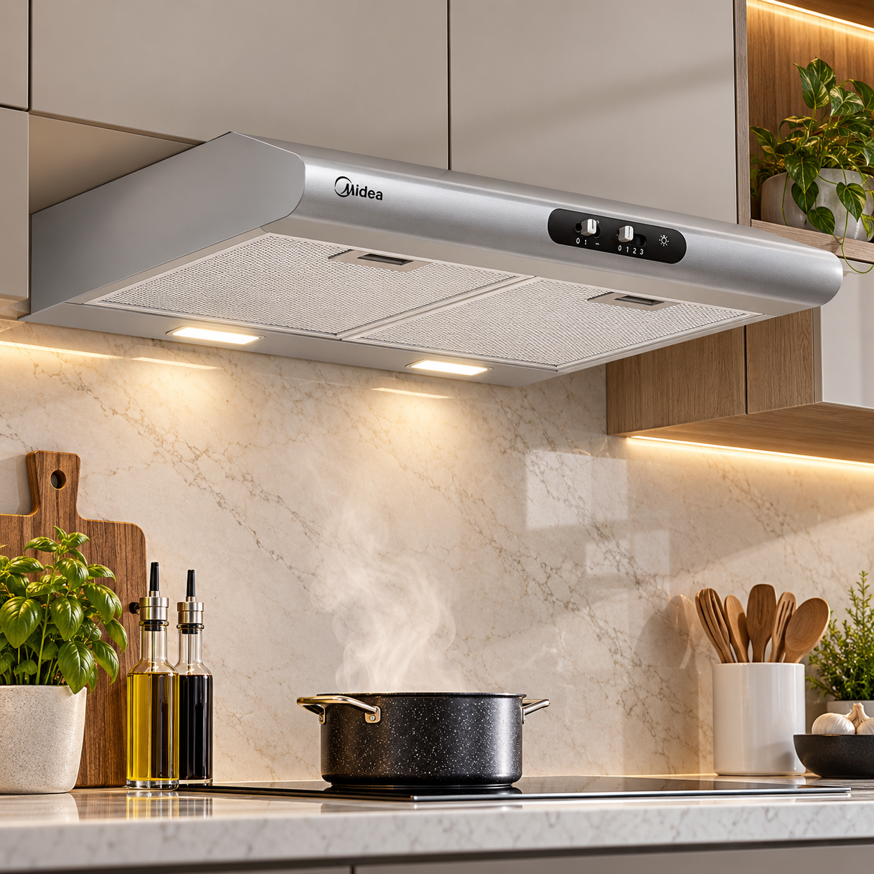 Extractor de Grasa Midea de Pared 24" Acero Inoxidable  MJUD24S3GS