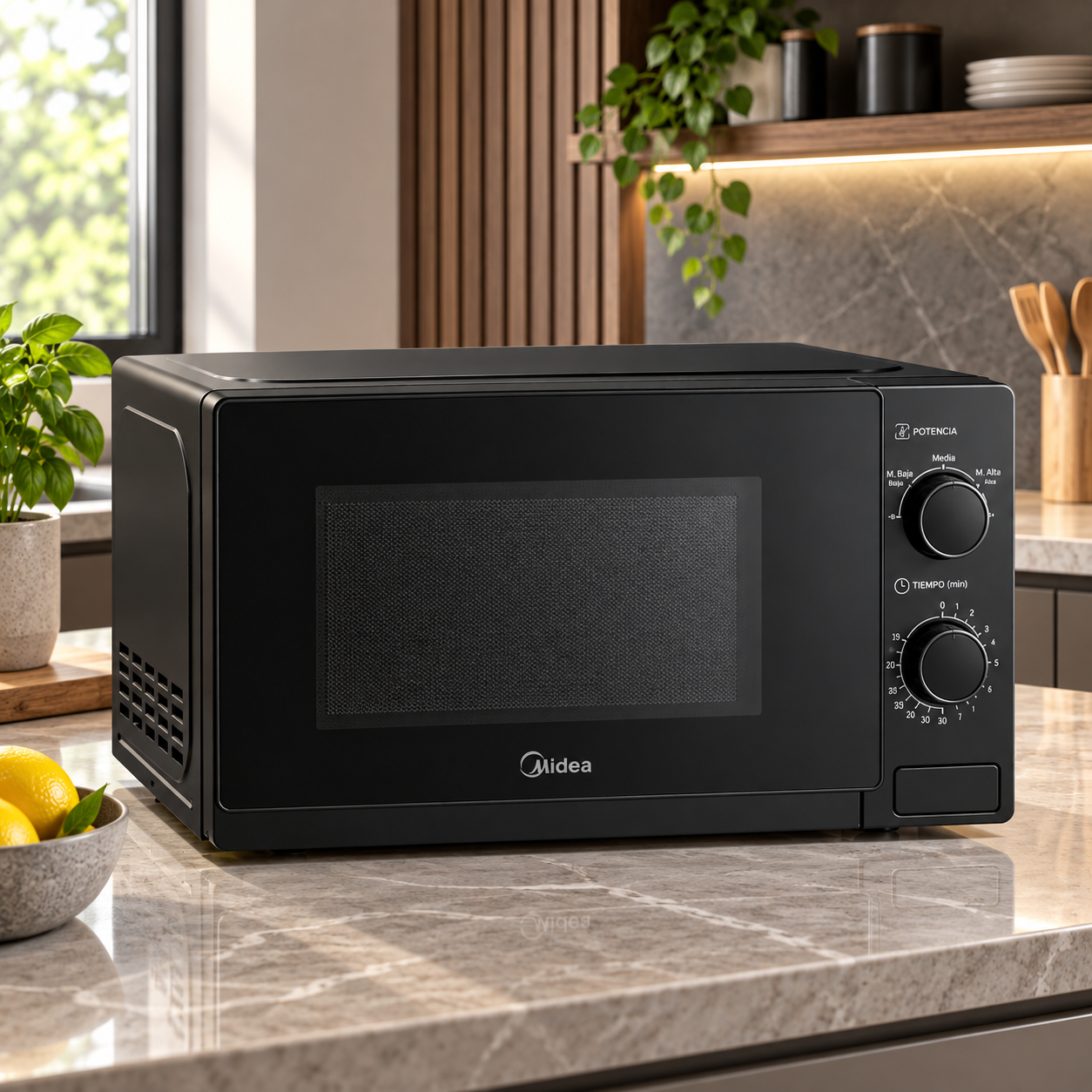 Horno Microondas Midea 0.7 Pies  MMDP07S2BM Negro