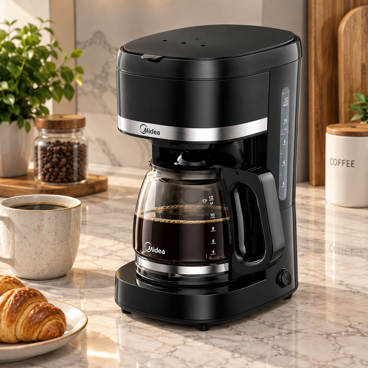 Coffee Maker Midea 12 Tazas  Filtro MCD12MWCK Negra