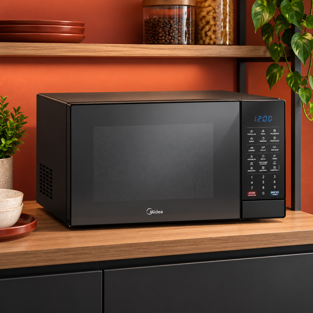 Horno Microondas Midea 1.4 Pies  MMDK14S2MB Negro