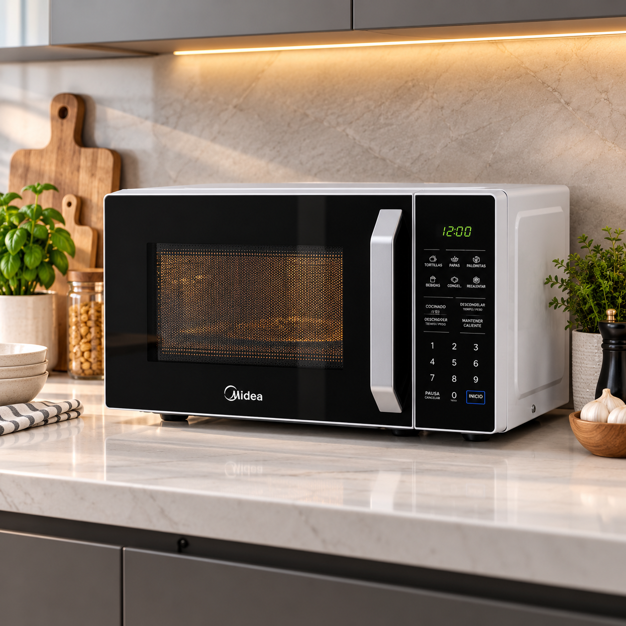 Horno Microondas Midea 1.1 Pies  MMDX11S2BW-CA Negro /Blanco