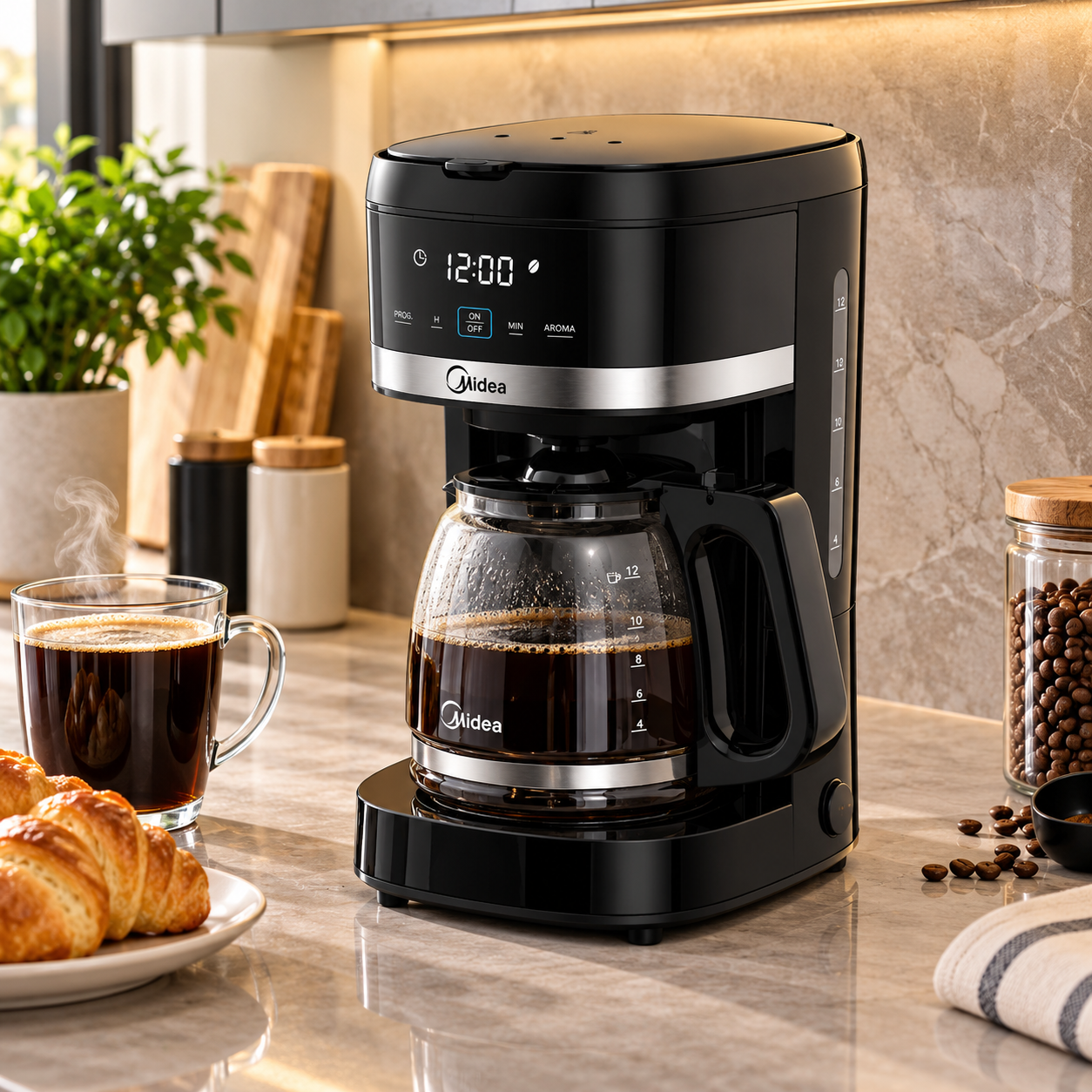 Coffee Maker Digital Midea 12 Tazas MCD12RWCK Negro