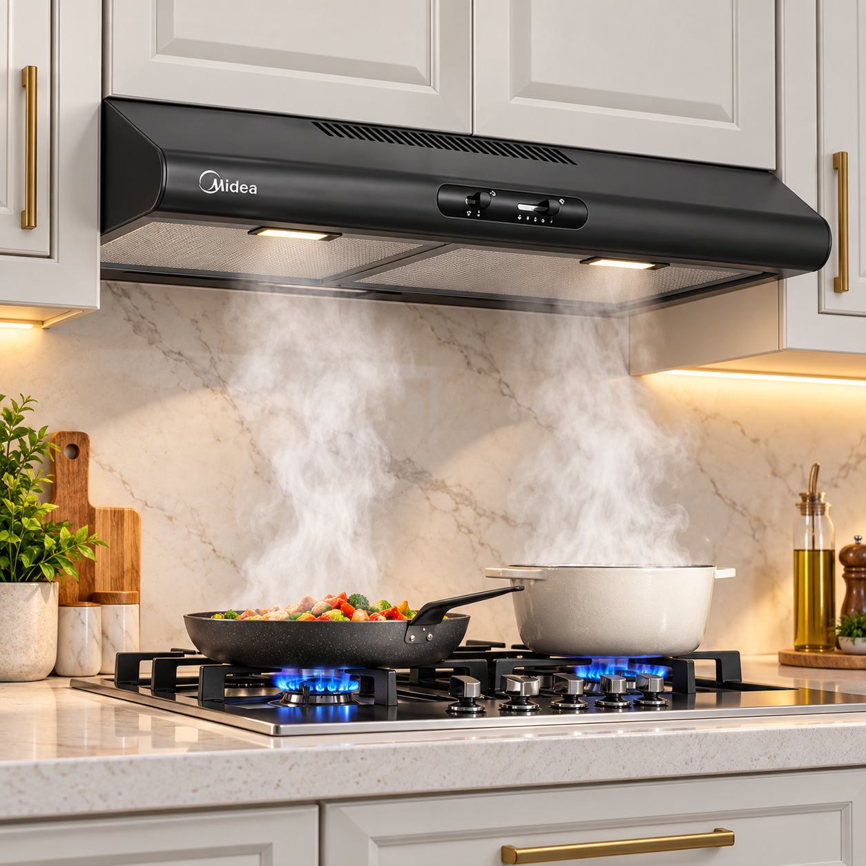 Extractor De Grasa Midea De Pared 24" MJUD24S3GB Negro