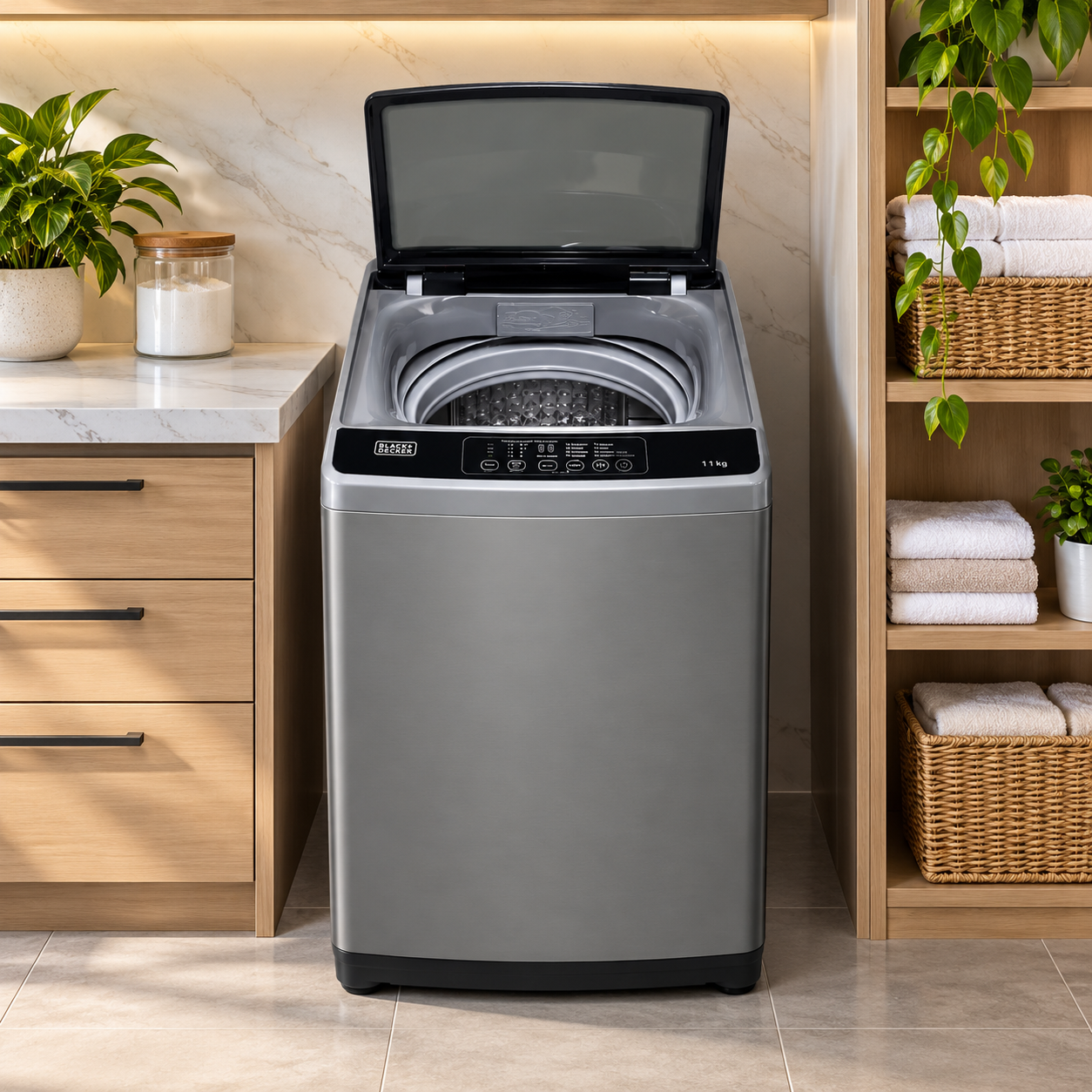 Lavadora Automática Black+Decker Carga Superior 13 Kg  BXWABH13TLS Silver