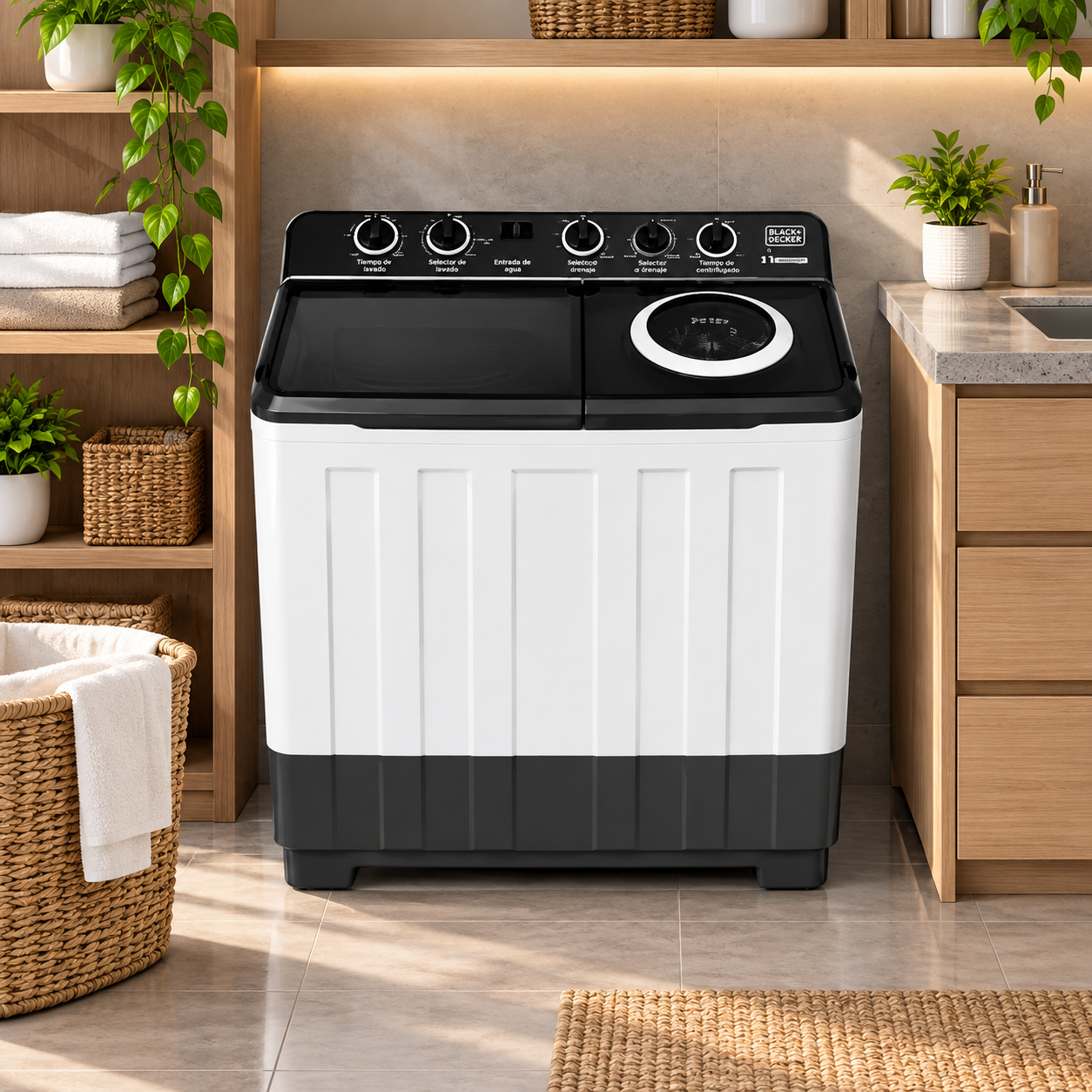 Lavadora Semiautomática Black+Decker 20 Kg Doble Tina Twin Tub BXWABH20TT - imagen 6