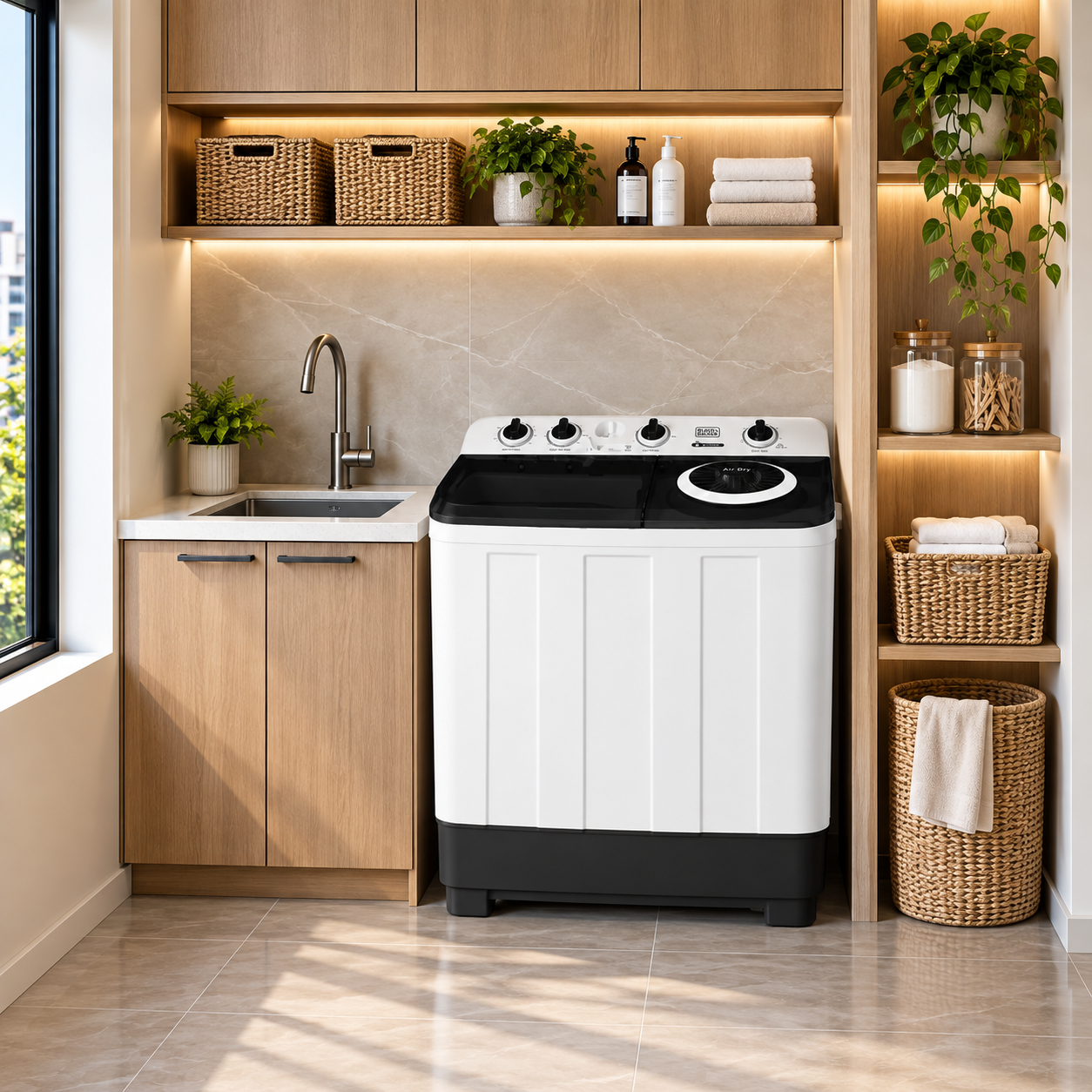 Lavadora Semiautomática Black+Decker 14 Kg Doble Tina Twin Tub BXWABH14TT  Blanco