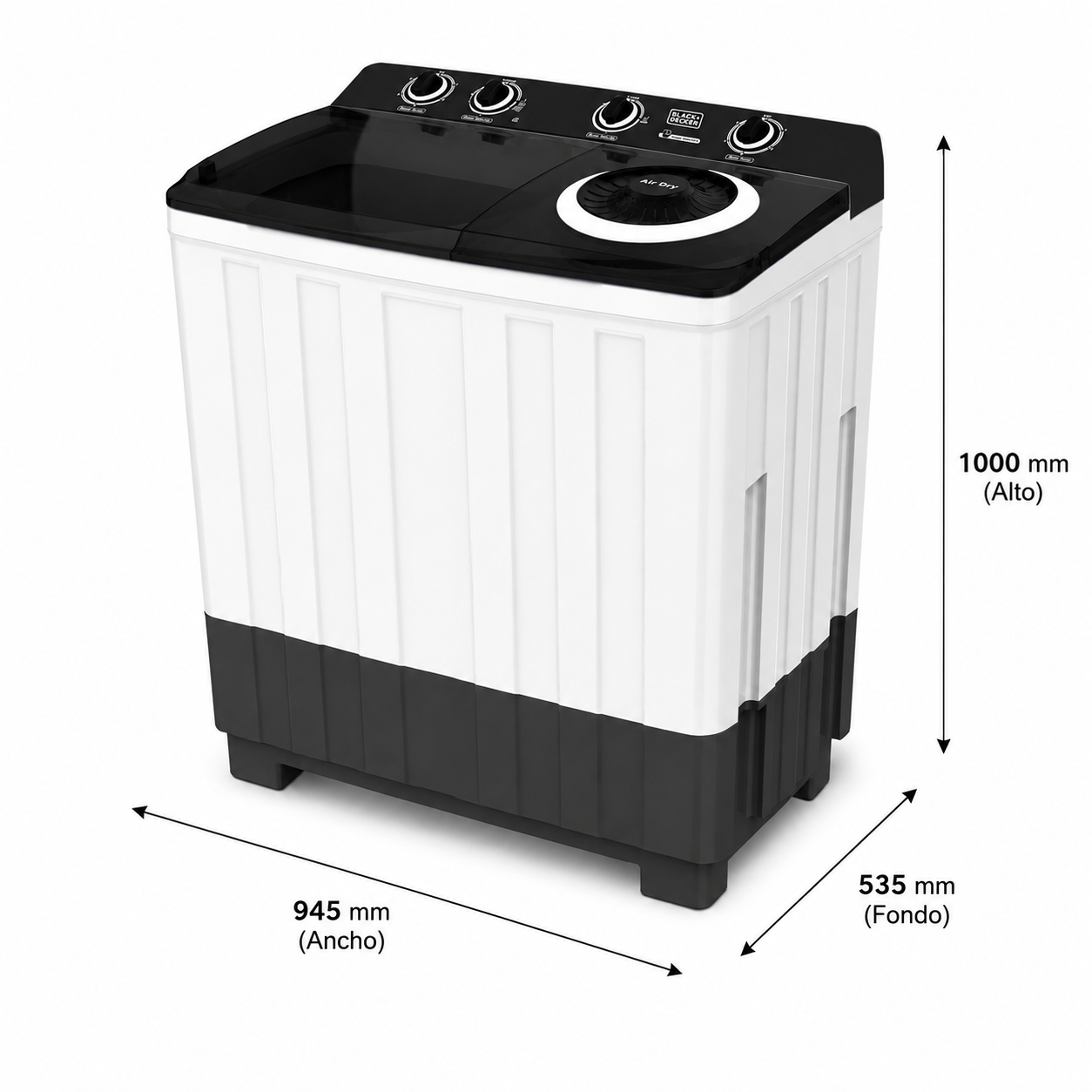 Lavadora Semiautomática Black+Decker 17 Kg Doble Tina Twin Tub BXWABH17TT Blanco - imagen 5