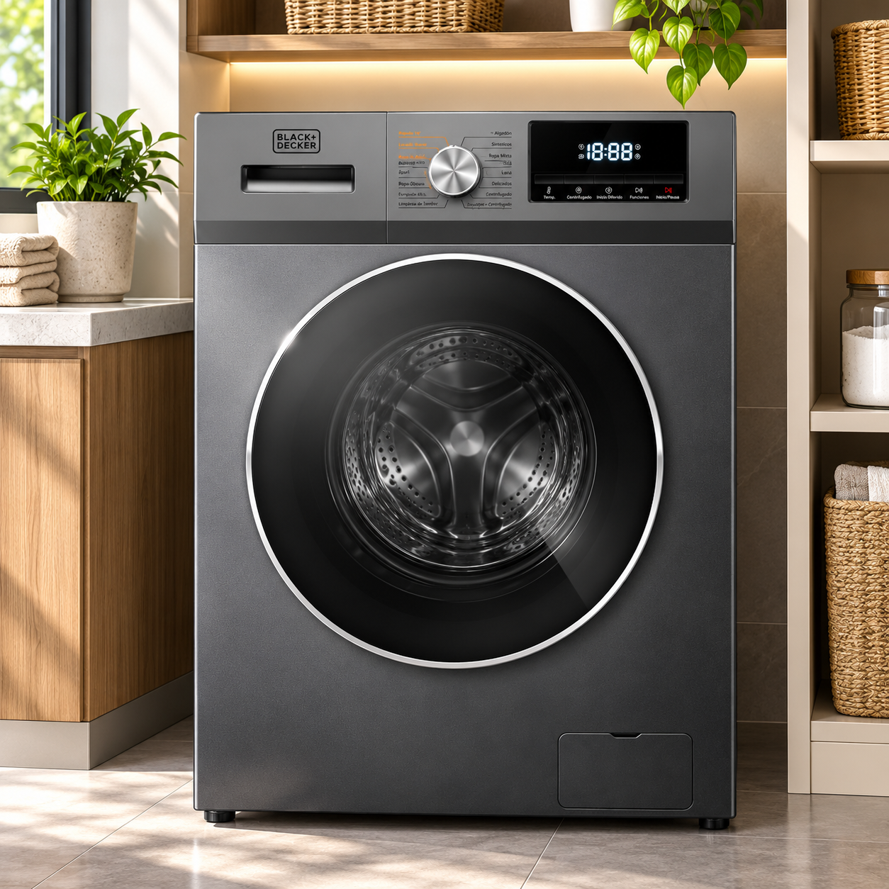 Lavasecadora Black+Decker Carga Frontal 15 kg / 8 kg BXWDBH15FL Gris