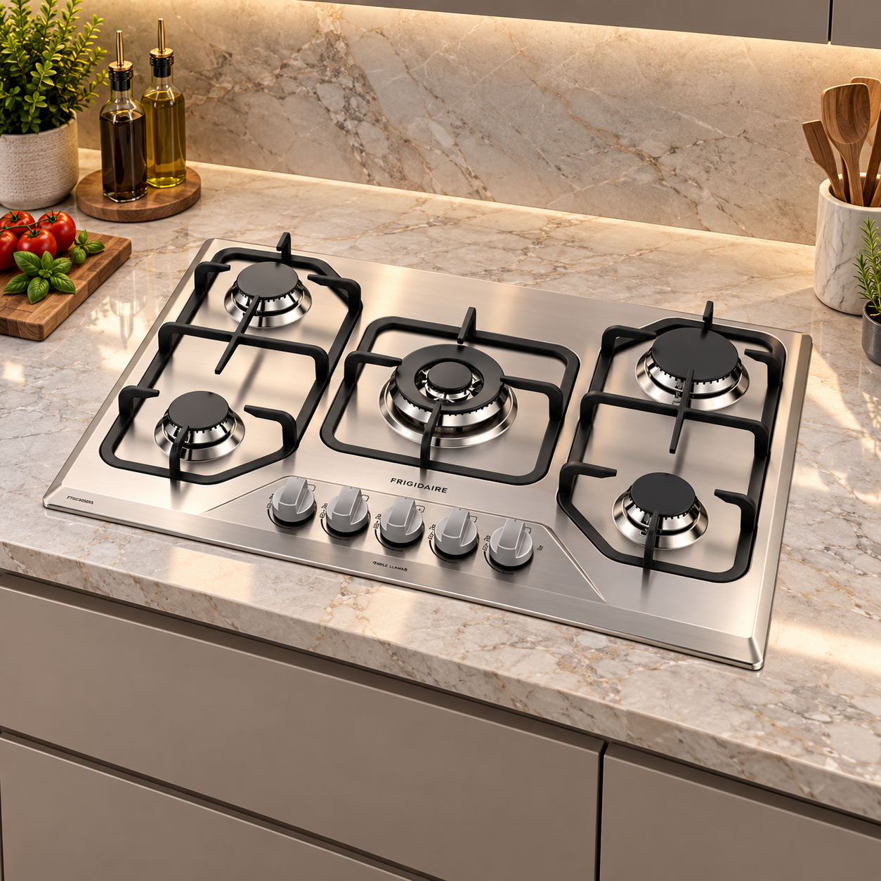 Plantilla de Gas Empotrable Frigidaire 30" 5 Quemadores Acero Inoxidable FTGC3050XS