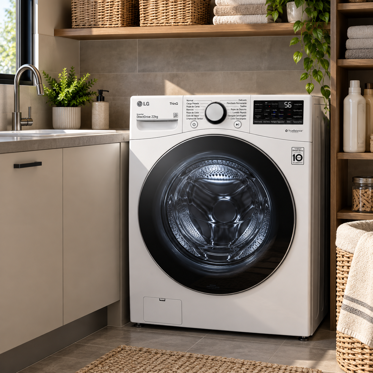 Lavadora Automática LG Carga Frontal  22 kg Blanca WM22WV26R