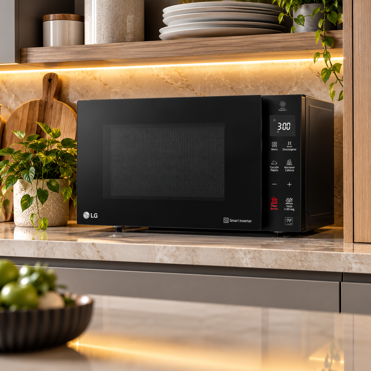 Horno  Microondas LG 0.9 pies cúbicos  MS0936GIS Negro