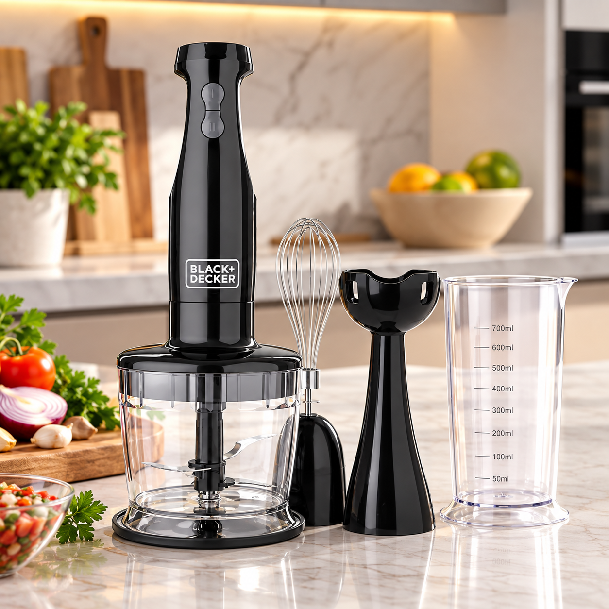 Batidora Black + Decker Inmersión 3 en 1 2 Velocidades  HB2800B Negra