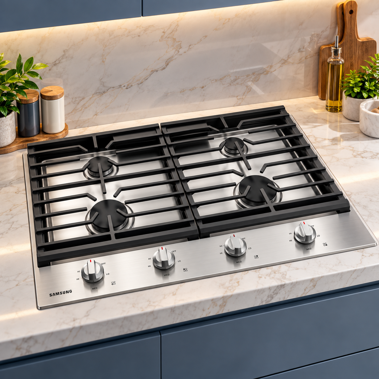 Plantilla Empotrable de Gas Samsung 30" 4 Quemadores Inox NA30R5310FS/AA