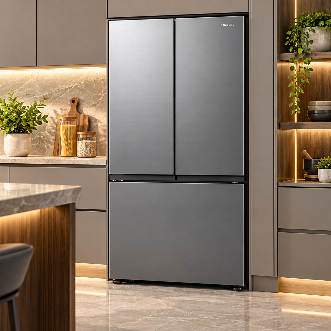 Refrigeradora Samsung  32 Pies 3 Puertas  sin Dispensador RF32CG5N10S9AP