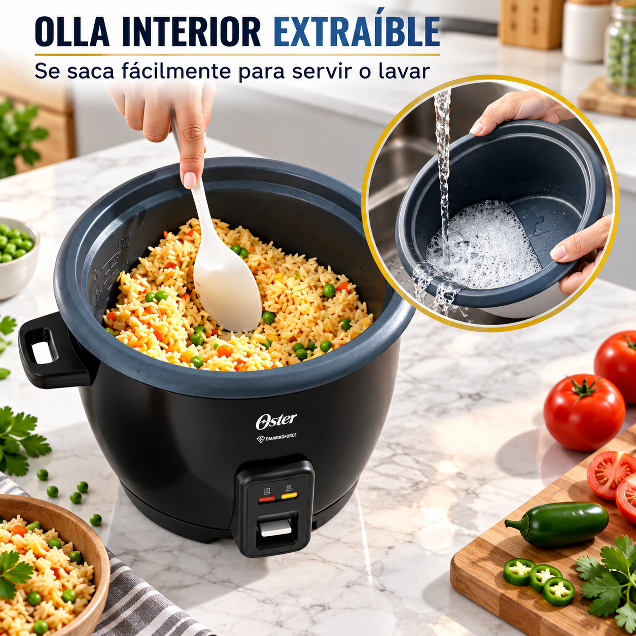 Olla Arrocera Oster 10 Tazas CKSTRCB10DFBLK Negro - imagen 6