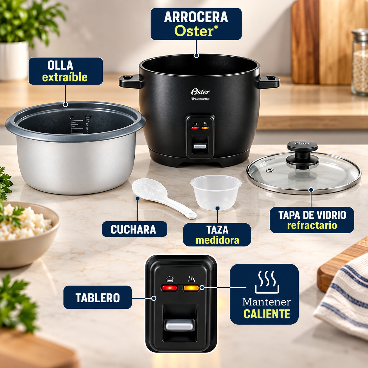 Olla Arrocera Oster 10 Tazas CKSTRCB10DFBLK Negro - imagen 10