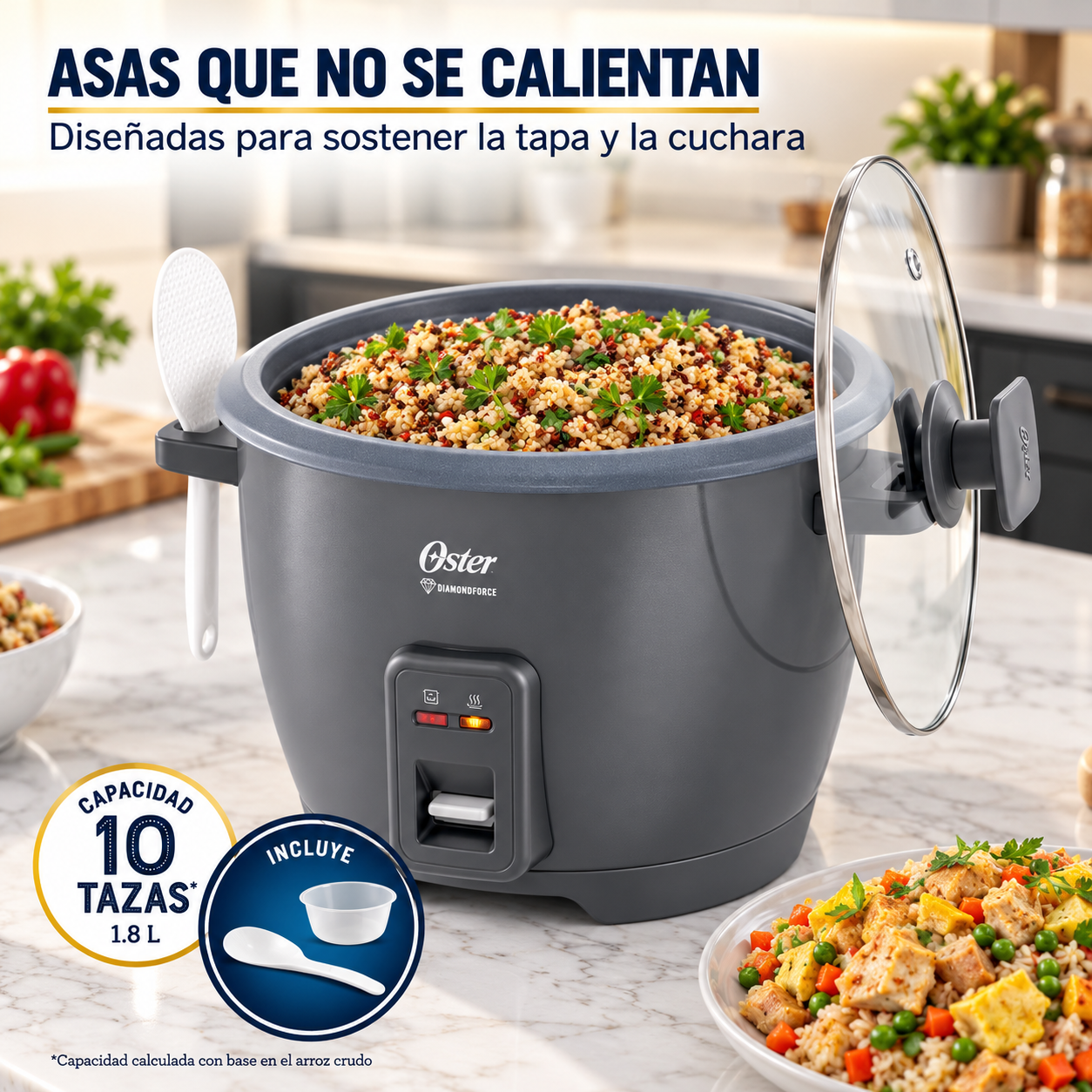 Olla Arrocera Oster 10 Tazas DiamondForce CKSTRCB10DFSKE Gris - imagen 6