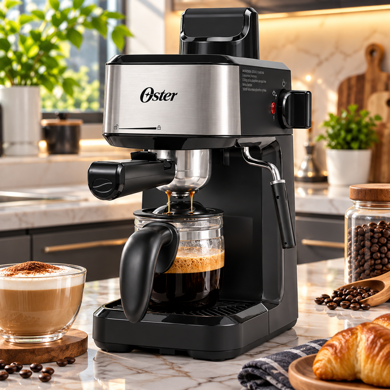Cafetera Oster Espresso y Cappuccino 4 Tazas 950W BVSTEM3300