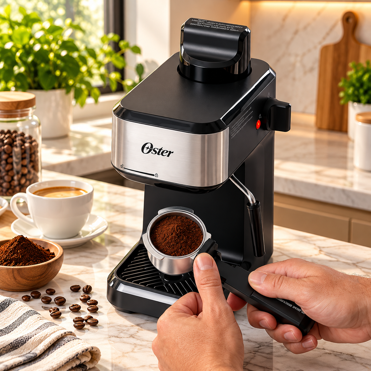 Cafetera Oster Espresso y Cappuccino 4 Tazas 950W BVSTEM3300 - imagen 7