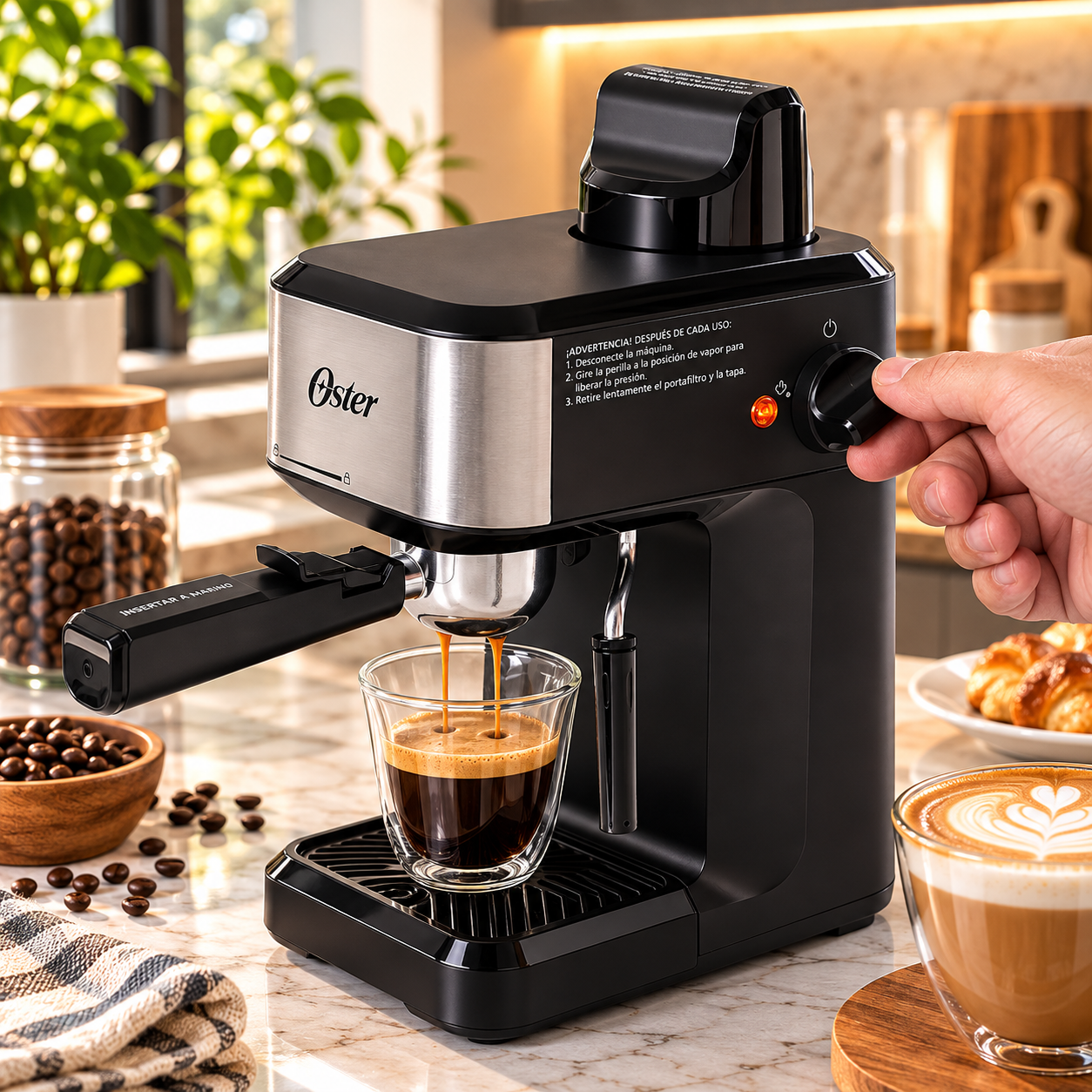 Cafetera Oster Espresso y Cappuccino 4 Tazas 950W BVSTEM3300 - imagen 8