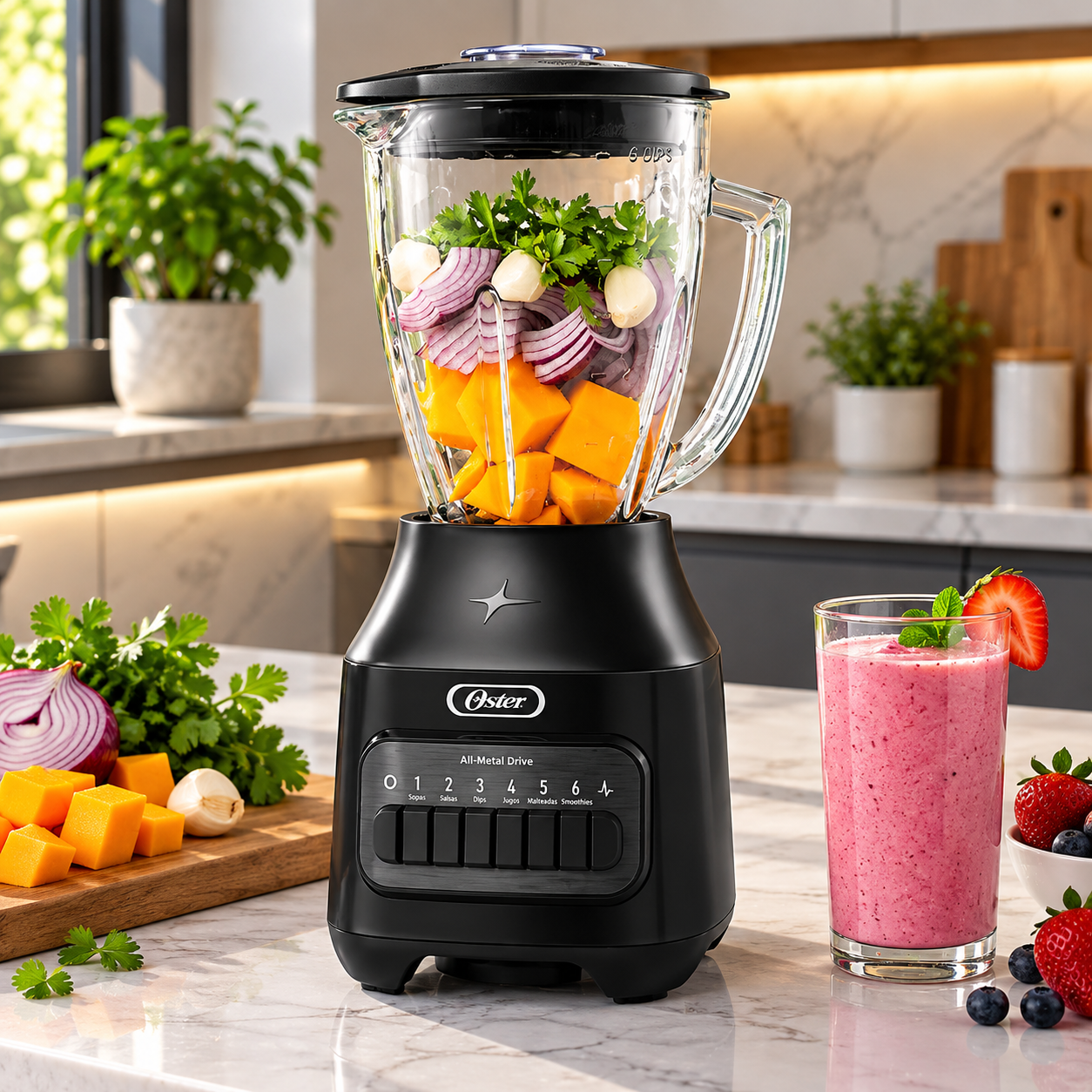 Licuadora Oster 6 Velocidades Vaso de Vidrio  800W BLSTPEG-BPB