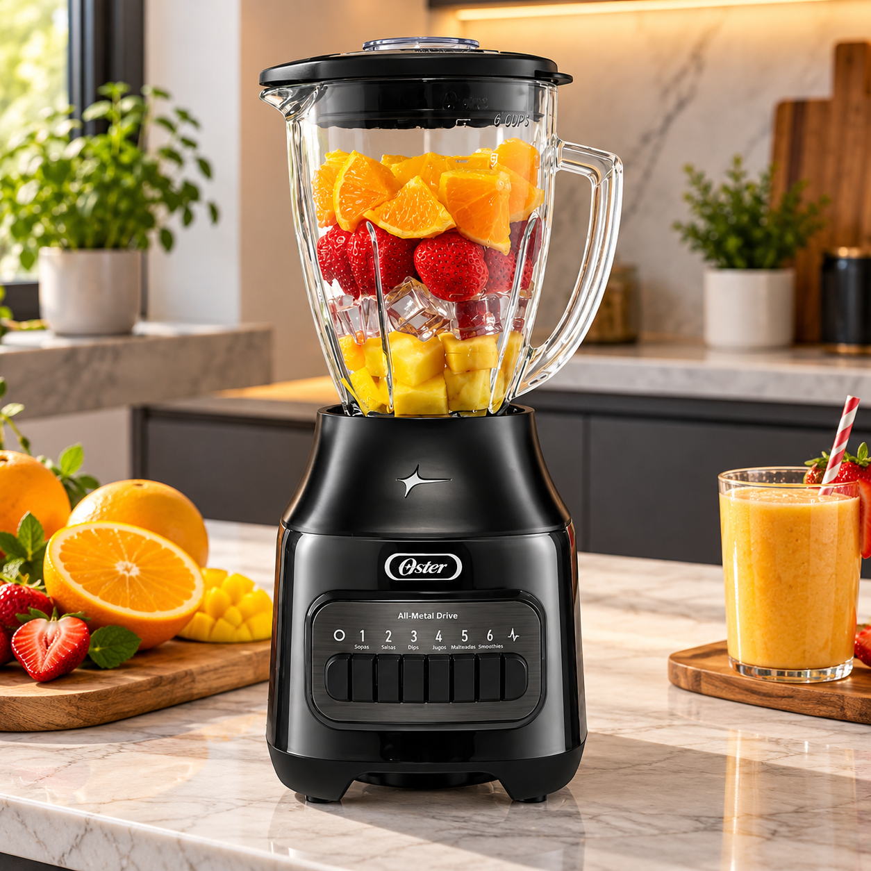 Licuadora Oster 6 Velocidades Vaso de Vidrio  800W BLSTPEG-BPB - imagen 2