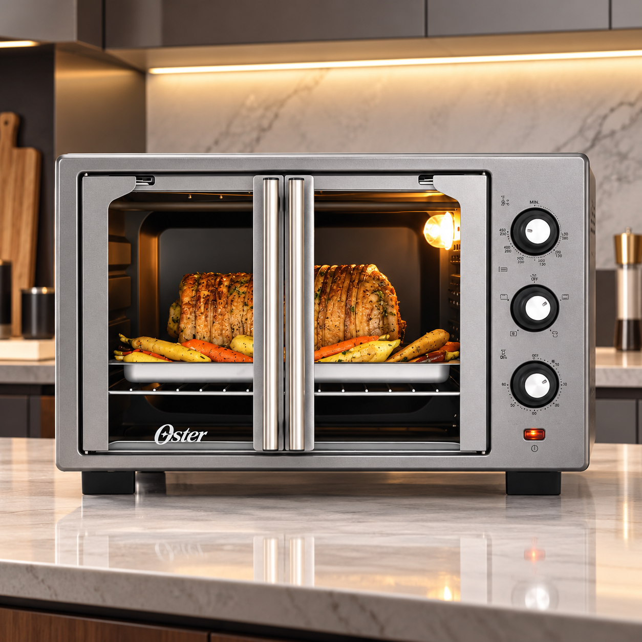 Horno con Freidora de Aire Oster 35L Puertas Francesas TSSTTV35FDMAFNS Gris