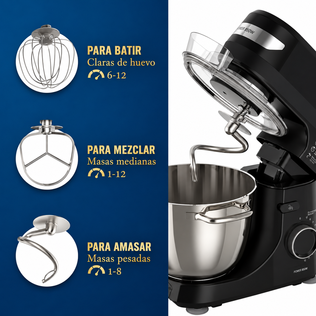 Batidora Planetaria de Pedestal Oster  Tazón 4L 850W FPSTSMPL2B Negro - imagen 6