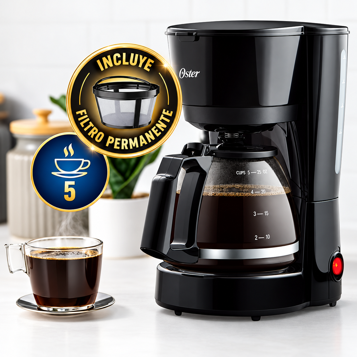 Coffee Maker Oster 5 Tazas con Filtro Permanente BVSTDC05 - imagen 4