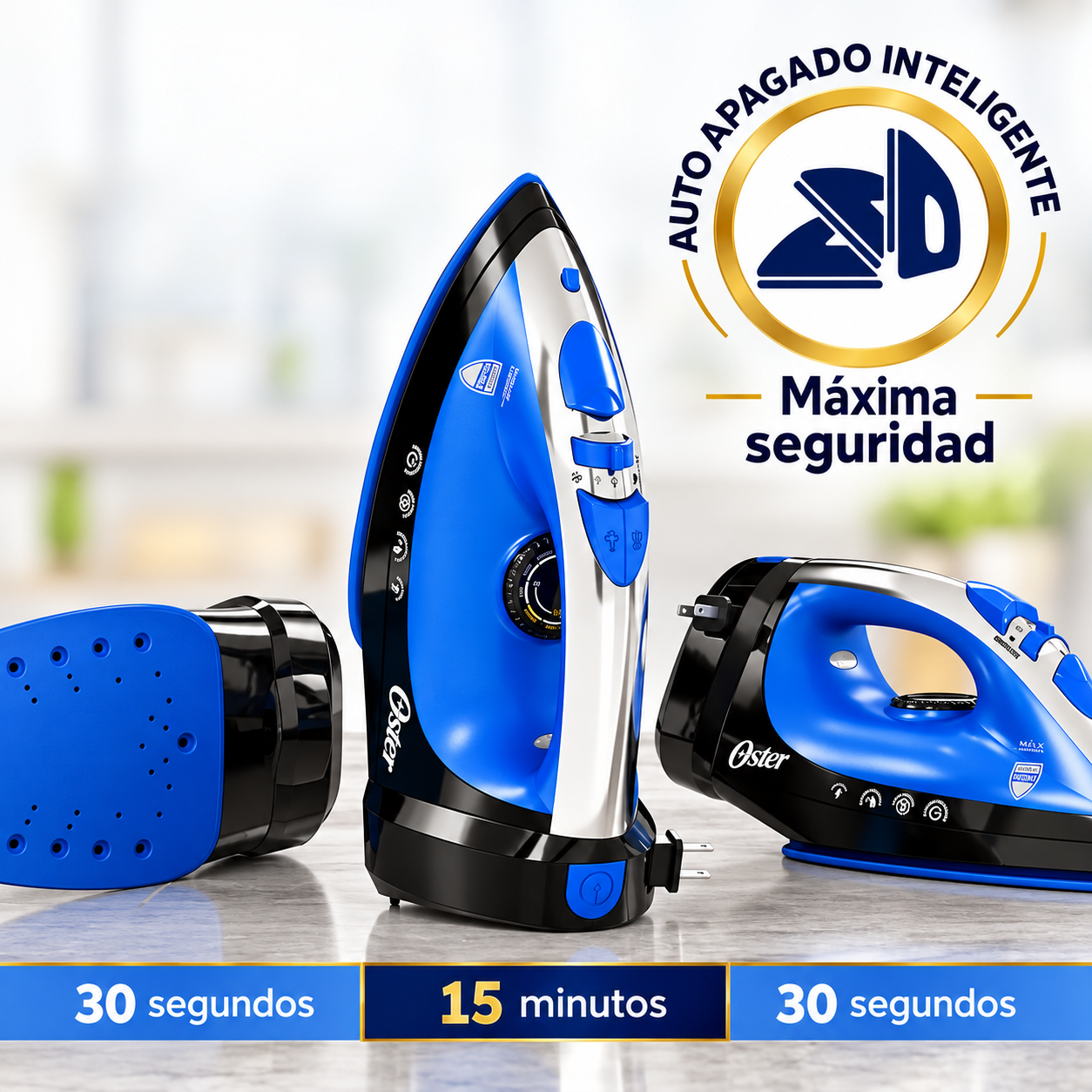  Plancha de Vapor Oster Cable Retráctil Aeroceramic GCSTBSRC202 Azul - imagen 6